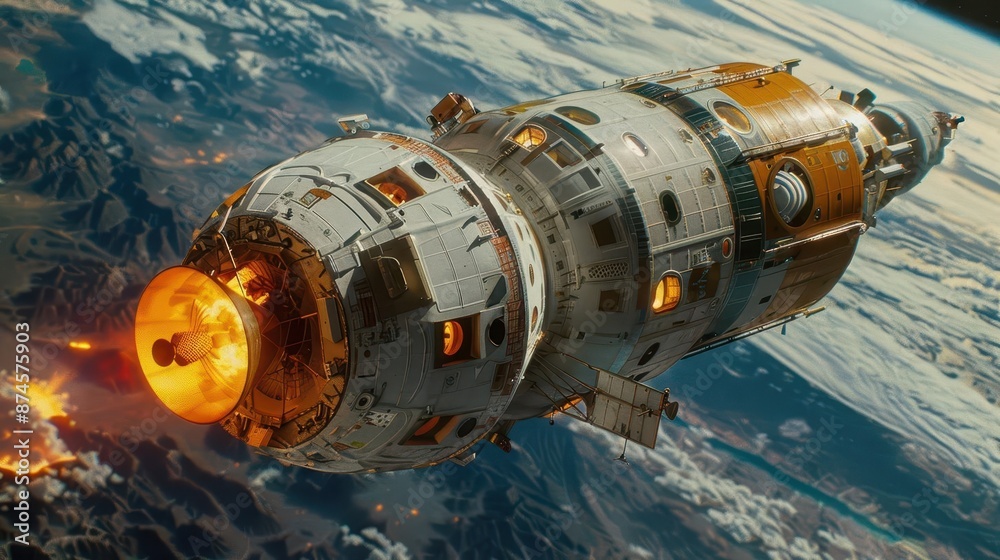 space station with a fireball in the air space station with a fireball in the air