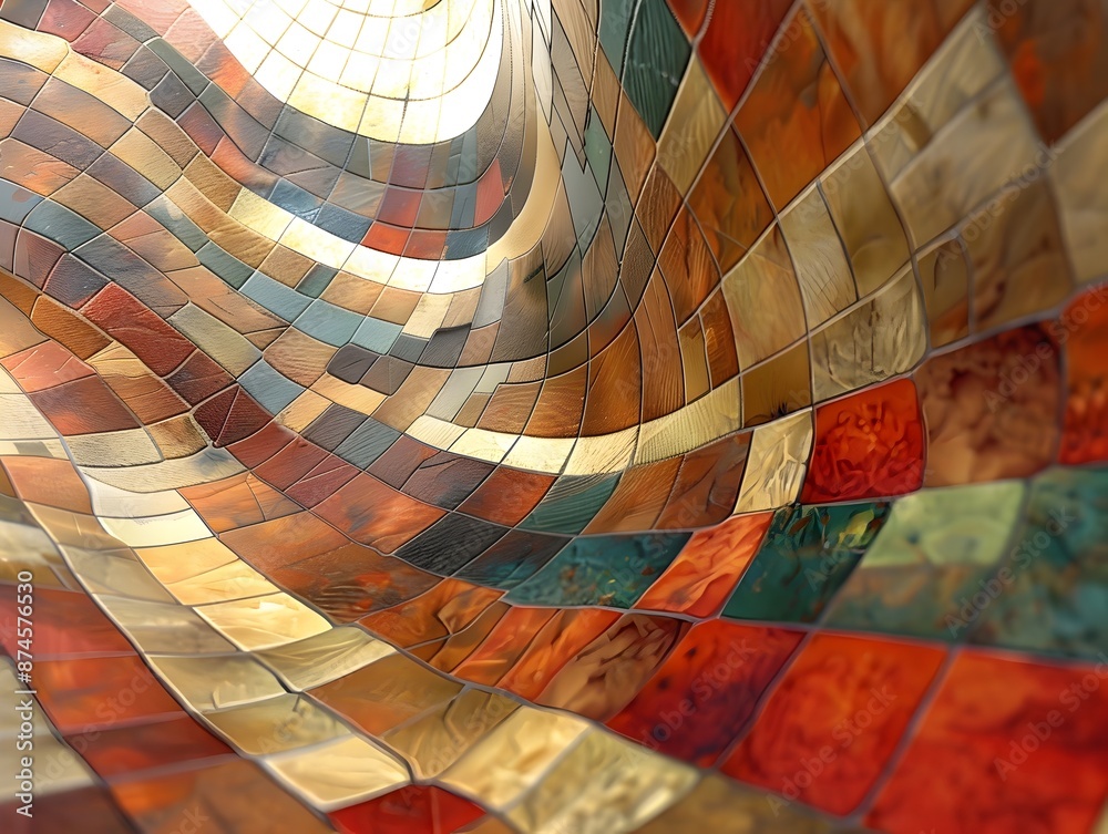 Mesmerizing Abstract Mosaic Tile Pattern in Earthy Tones Background Mesmerizing Abstract Mosaic Tile Pattern in Earthy Tones Background