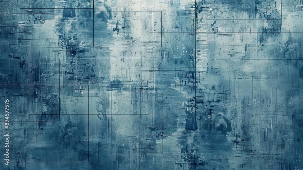 Obraz premium blue abstract painting with a lot of scratches