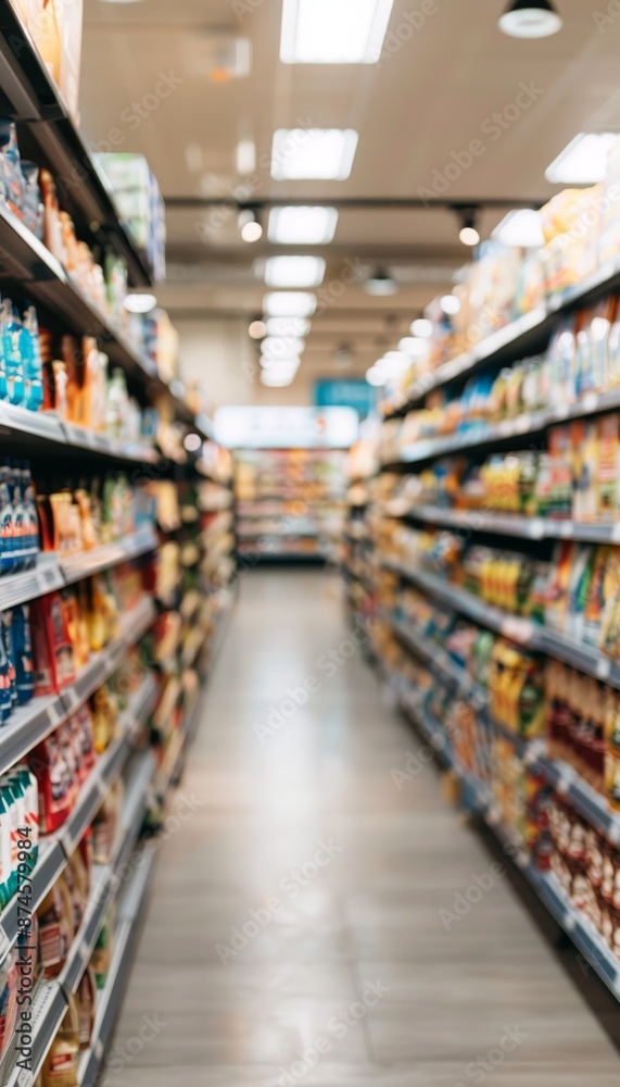 Bright and blurred interior of a large grocery store for a unique shopping experience Bright and blurred interior of a large grocery store for a unique shopping experience