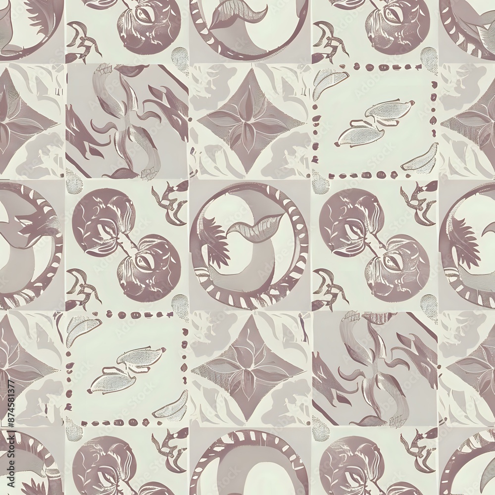 Brown and Pink Mermaid Tile Design for Home Decor Brown and Pink Mermaid Tile Design for Home Decor