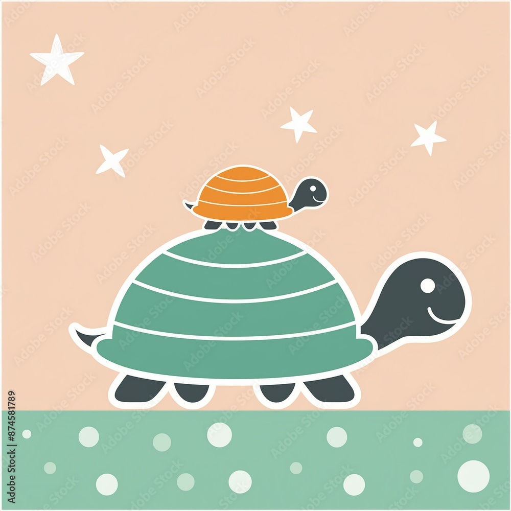 Naklejka premium 亀の親子