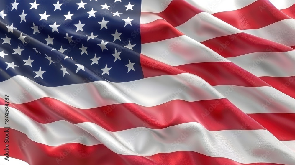 American Flag Waving Proudly. Symbol of USA Patriotism and Freedom American Flag Waving Proudly. Symbol of USA Patriotism and Freedom