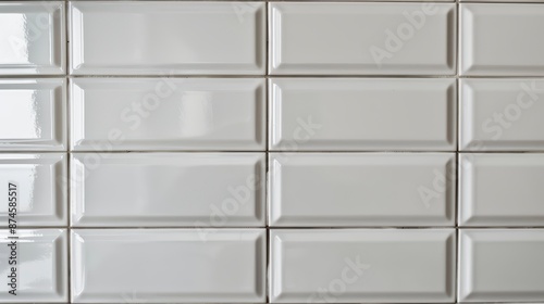 A detailed photograph of a subway tile with a beveled edge