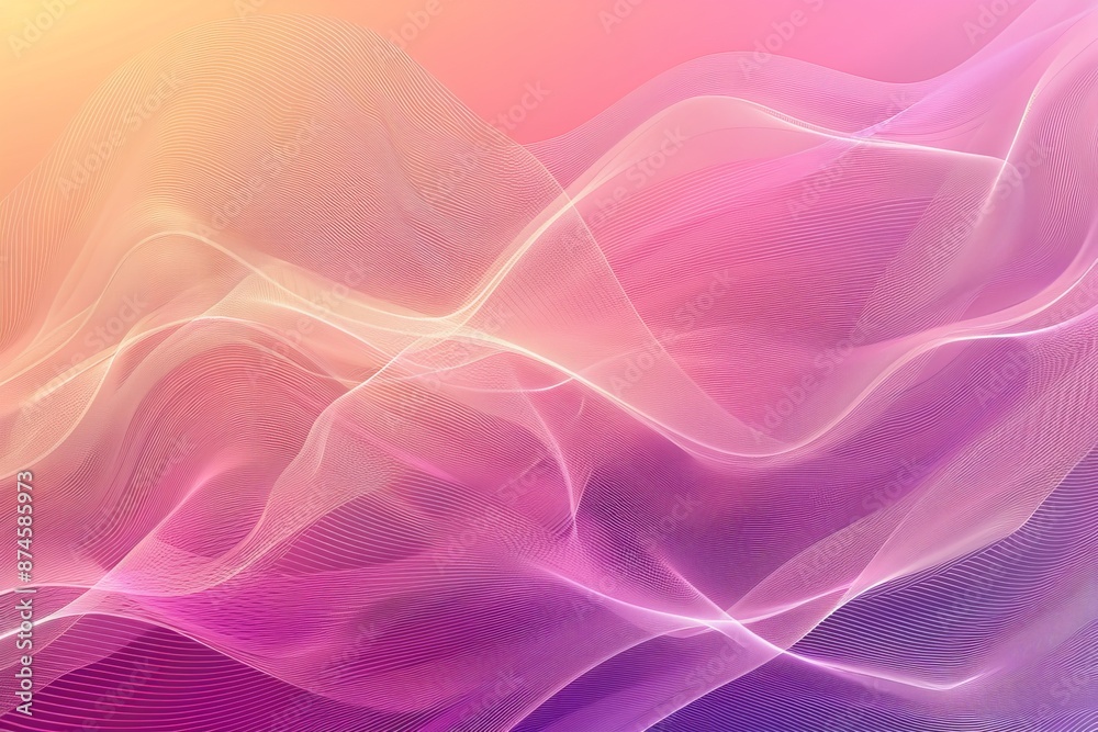 Fototapeta premium Abstract flowing waves of pink and purple light creating a dynamic, fluid motion effect, representing energy, movement, and modern design in a digital graphic format