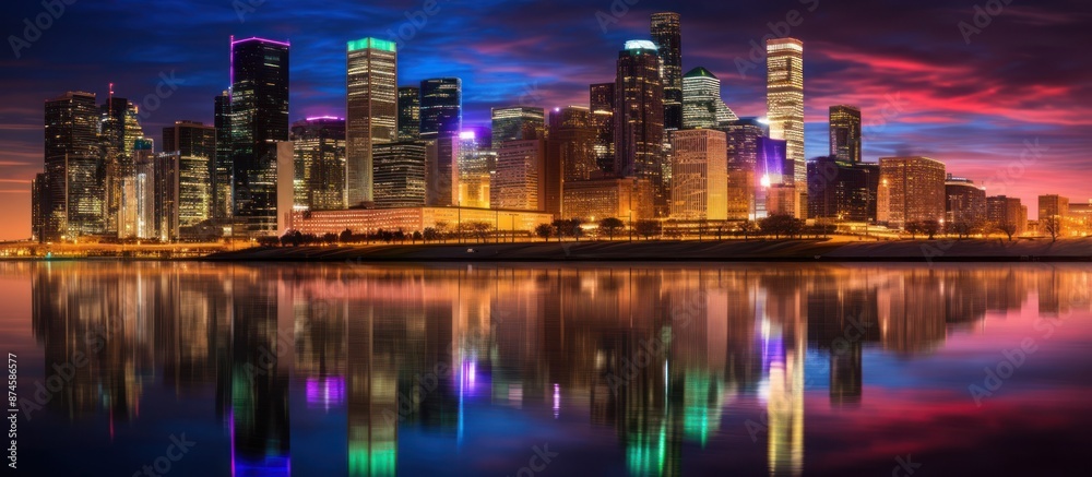 Fototapeta premium Cityscape at Dusk with Reflections
