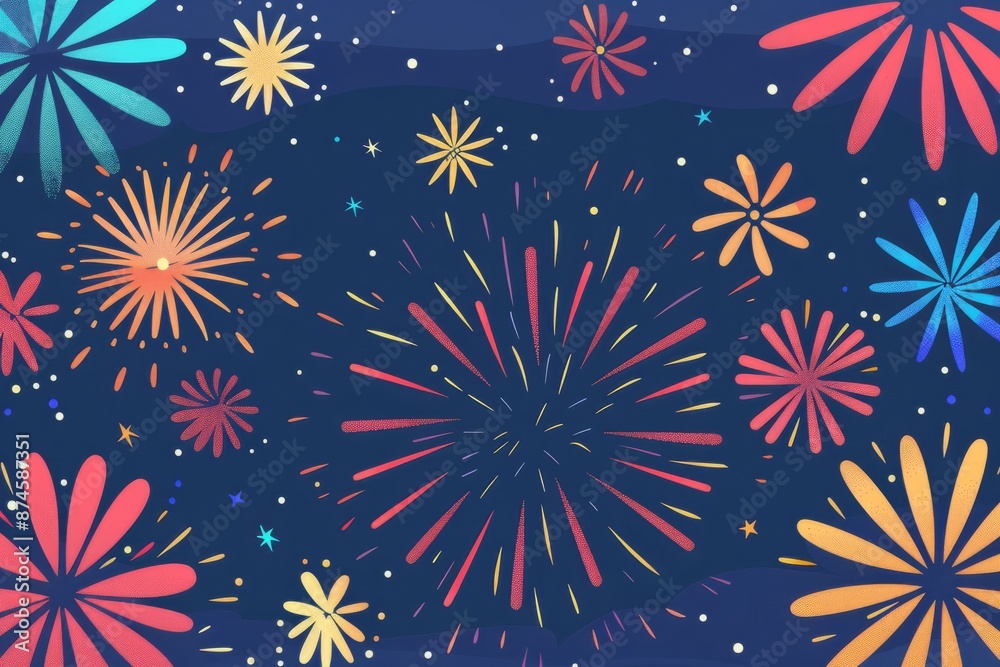 Naklejka premium Fireworks background in flat design