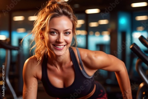 Fitness, gym, and workout of a woman doing exercise or training for wellness with a focus on a healthy lifestyle