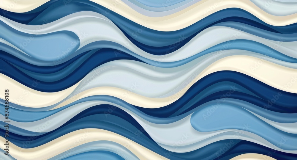 Abstract Wavy Pattern in Blue and Cream Colors Abstract Wavy Pattern in Blue and Cream Colors