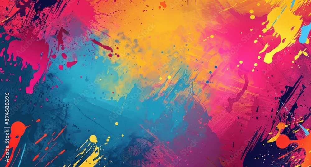 Wallpaper Banner Background - Vibrant Colorful Artistic Splatter Abstract Painting Wallpaper Banner Background - Vibrant Colorful Artistic Splatter Abstract Painting