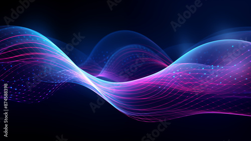 Abstract illustration in 3D of sound waves in dark blue and rose tones. for use in illustrations, backgrounds and design. 