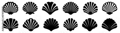 Sea shell silhouette set vector design big pack of illustration and icon