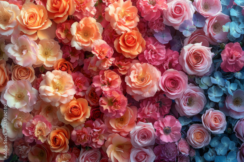 Background made out of a fantasy miracle multi colors bed of roses, Background made out of a fantasy miracle multi colors bed of roses,