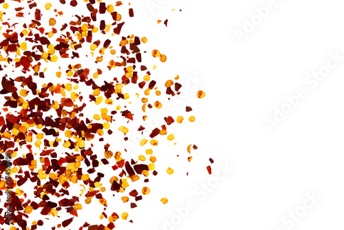 organic kashmiri red chili pepper flakes powder burst texture,cutout transparent background,png format