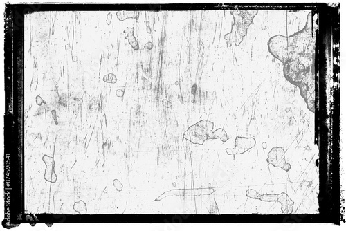 Obraz na płótnie Vintage photo film frame of a middle format camera with with strong dusts, sratches and splatters on transparent background (png image). w salonie