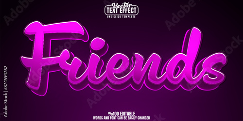 Friends editable text effect, customizable funny and pink 3D font style