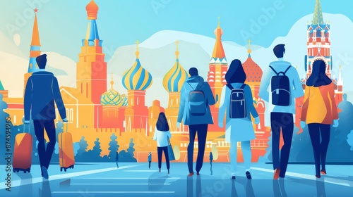 Tourists in Moscow photo