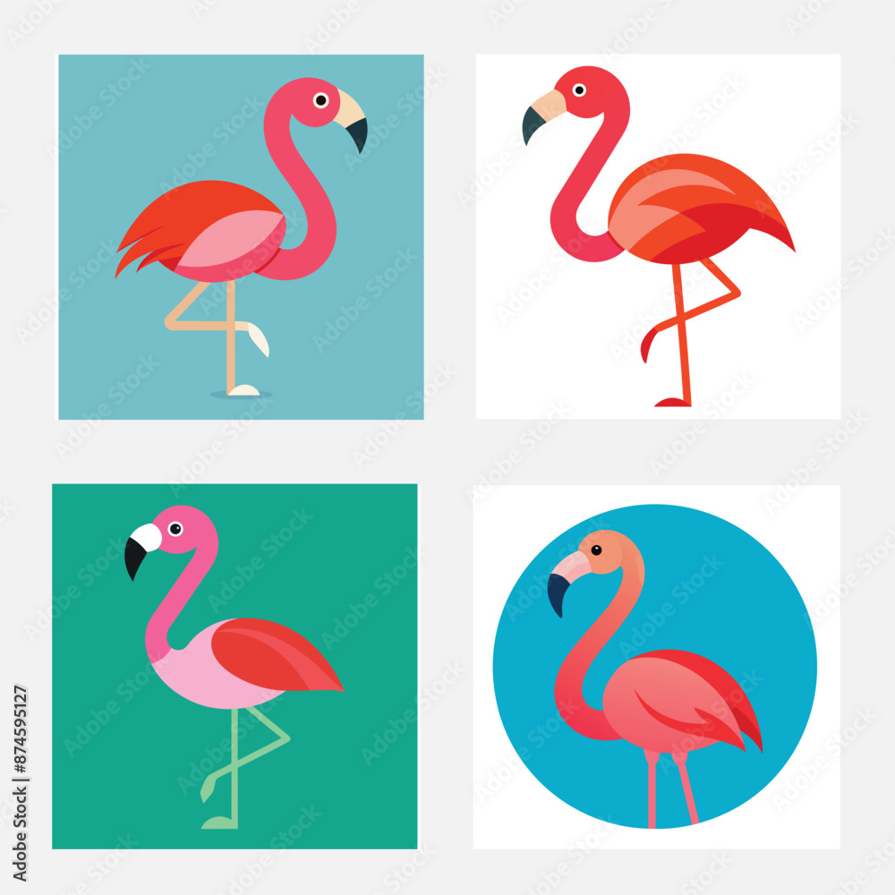 Obraz premium flamingo silhouettes set vector