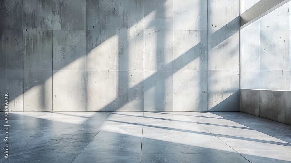 Minimalist interior with concrete walls and floors, featuring a bright, diffused light, emphasizing modern and industrial design Minimalist interior with concrete walls and floors, featuring a bright, diffused light, emphasizing modern and industrial design
