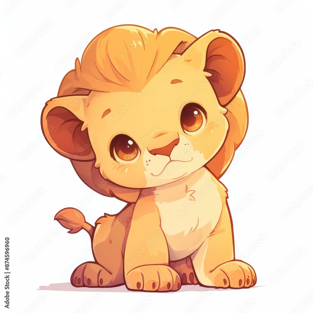 Cute Cartoon Lion Cub Illustration. Adorable Lion Character with Big Eyes. Animal Illustration for Children's Book, Card, or Design. Cute Cartoon Lion Cub Illustration. Adorable Lion Character with Big Eyes. Animal Illustration for Children's Book, Card, or Design.