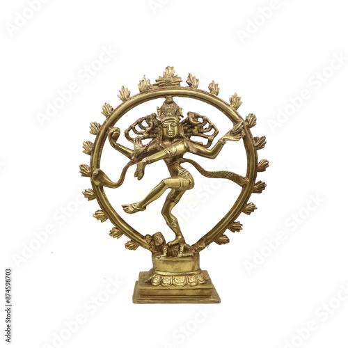 Obraz na płótnie antique dancing statue of lord shiva also called natraj made of brass metal isol