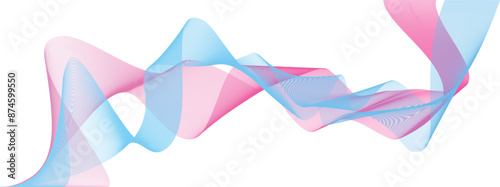 Pink Blue abstract banner, baby shower vector, Technology abstract  background lines on transparent,  ribbon isolated Undulate Wave Swirl, Prematurity awareness, twisted curve lines with blend effect