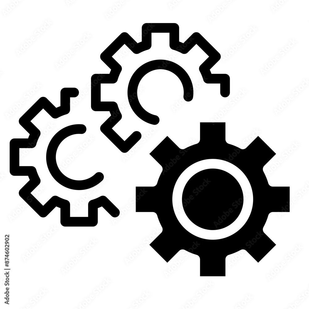 Black settings icon. Cogwheel symbol. Gear wheel vector linear icon for use in any purpose. Black settings icon. Cogwheel symbol. Gear wheel vector linear icon for use in any purpose.