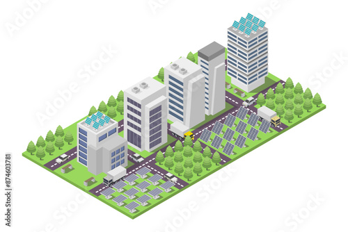 Green sustainable city isometric