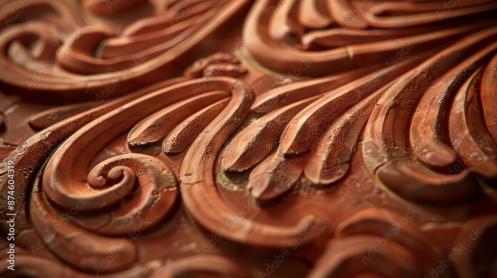 A photograph of a hand-crafted tile with a relief pattern