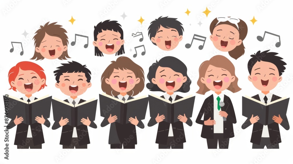 illustration of a group of people singing in a choir generative ai illustration of a group of people singing in a choir generative ai