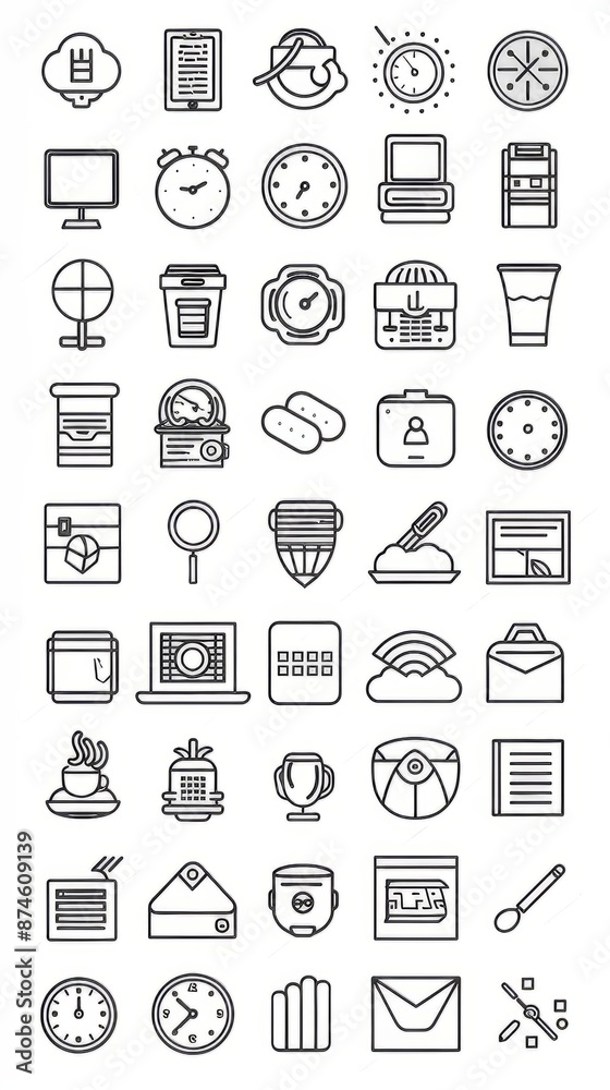 Marketing and advertising line icon set. 50 editable stroke vector graphic elements, Essential brand presence toolkit stock illustration Marketing and advertising line icon set. 50 editable stroke vector graphic elements, Essential brand presence toolkit stock illustration