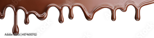 Melted brown chocolate dripping on white background, with clipping path 3D illustration.