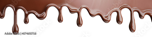 Melted brown chocolate dripping on white background, with clipping path 3D illustration.