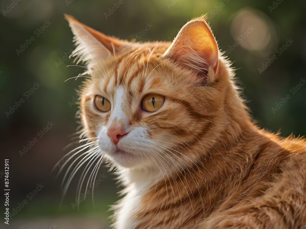 orange cat with blur background, orange cat is sitting and looking orange cat with blur background, orange cat is sitting and looking