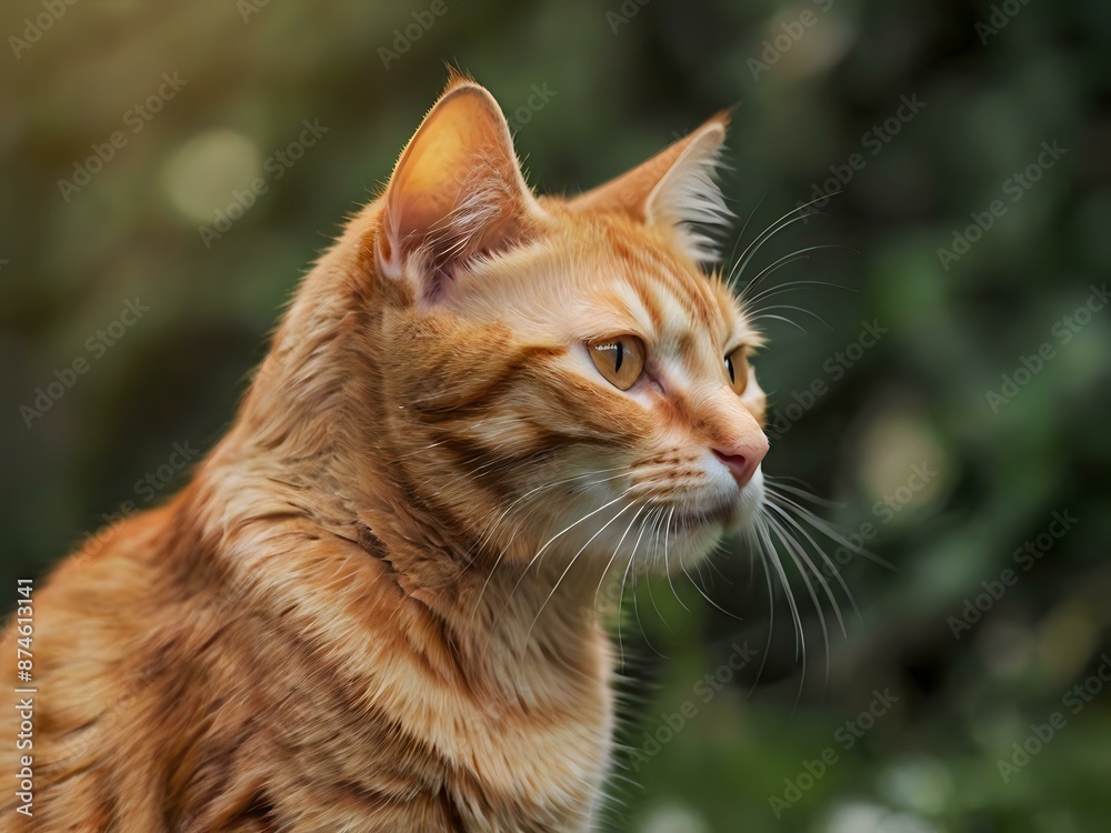 orange cat with blur background, orange cat is sitting and looking orange cat with blur background, orange cat is sitting and looking