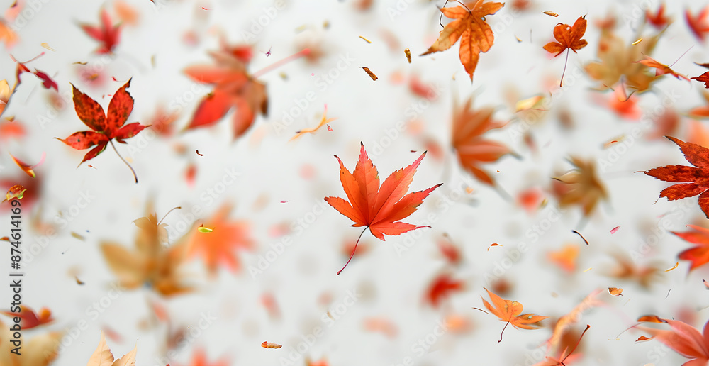 A leaf is flying in the air with other leaves A leaf is flying in the air with other leaves