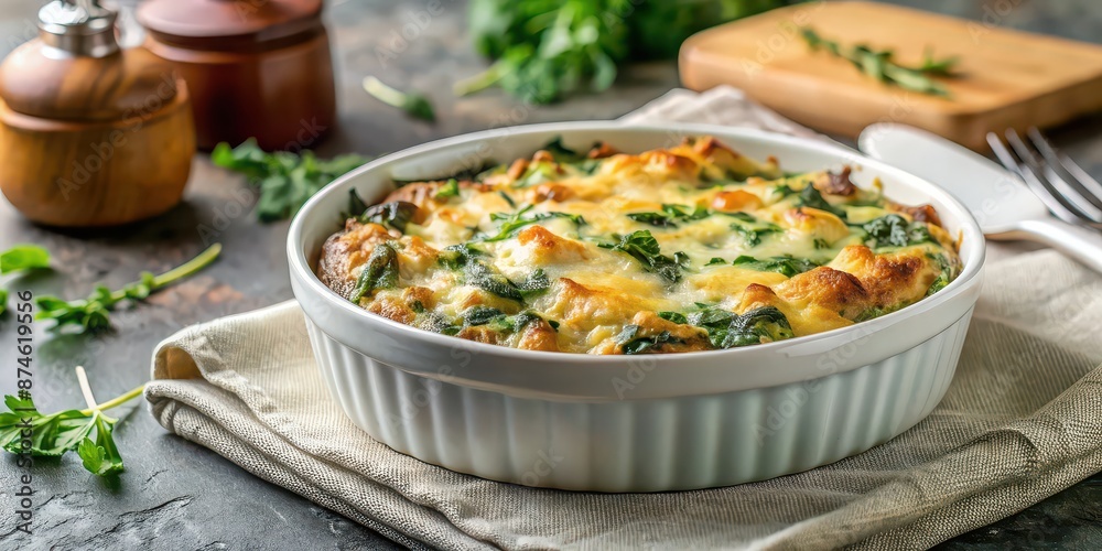 Spinach and cheese casserole with crispy golden top, baked, food, meal, vegetarian, cheesy, delicious Spinach and cheese casserole with crispy golden top, baked, food, meal, vegetarian, cheesy, delicious