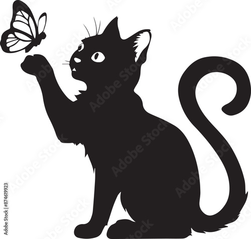 "Happy International Cat Day" Silhouette vector art illustration