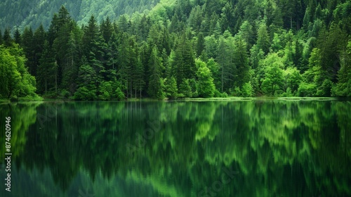 Quiet place surrounded by green trees generative ai