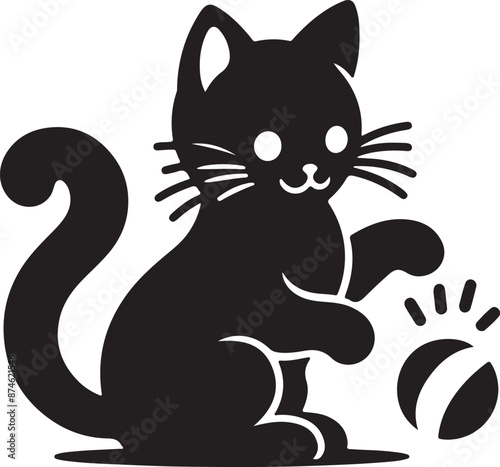 "Happy International Cat Day" Silhouette vector art illustration