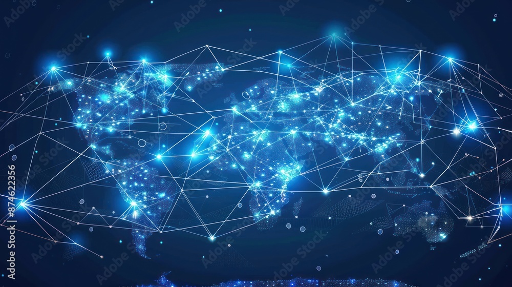 Global Network Connection with Glowing Points Global Network Connection with Glowing Points
