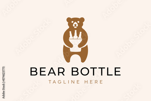 Wallpaper Mural Bear holding a bottle logo design Torontodigital.ca