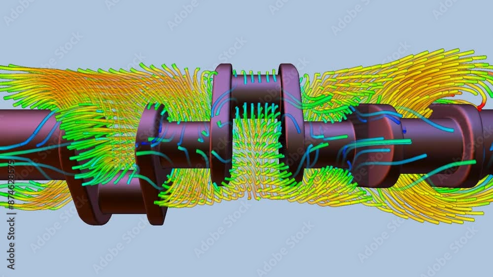 CFD simulation Computational fluid dynamics - Diesel engine crankshaft cooling airflow simulation
