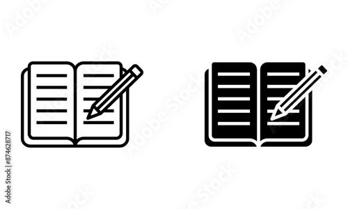 Book with pencil, writing icon vector