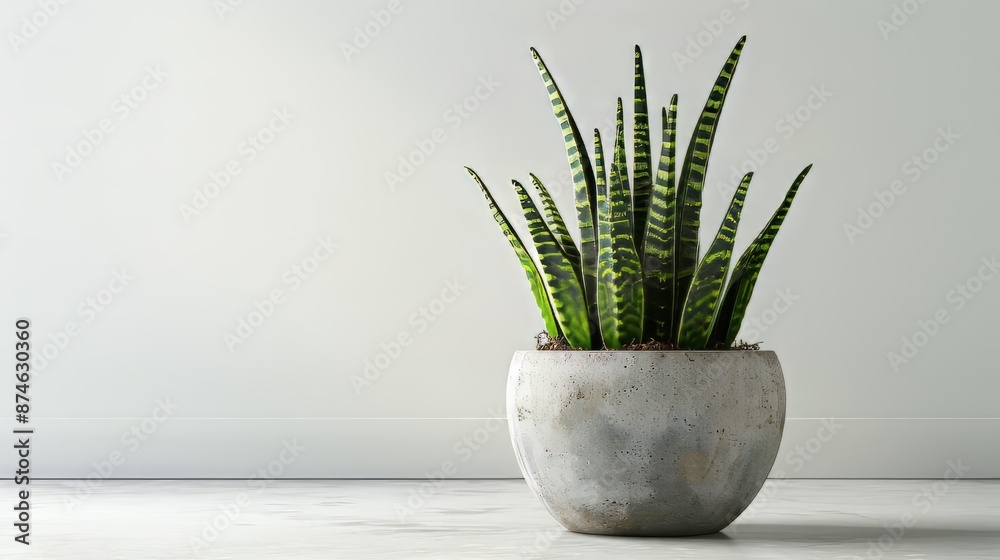 Modern Home Decor with Stylish Snake Plant in Concrete Pot Modern Home Decor with Stylish Snake Plant in Concrete Pot