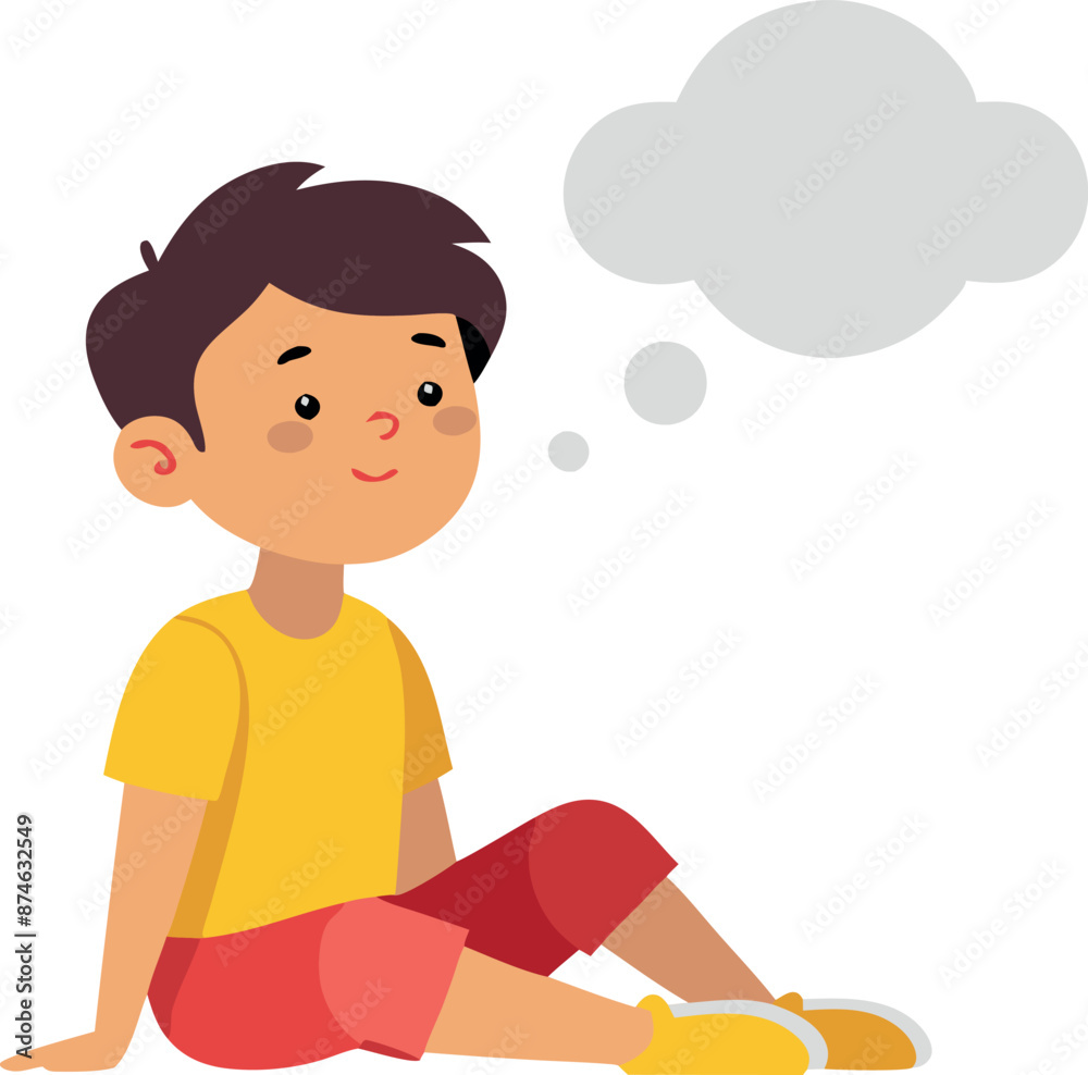 A boy is sitting on the floor with his head in his hands A boy is sitting on the floor with his head in his hands