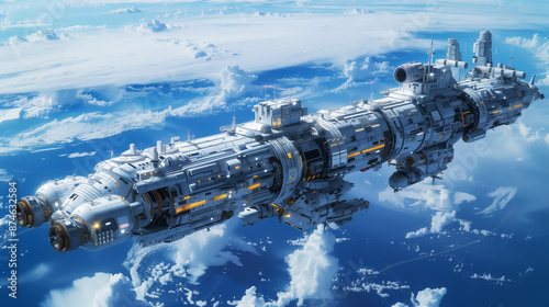 Fototapeta Naklejka Na Ścianę i Meble -  fantasy spaceship, futuristic space station in space