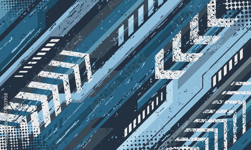 Racing geometric abstract grunge brush strokes for jersey fabric, racing, car wrap decal, cycling, football, games