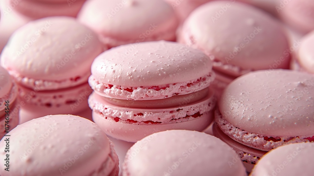 Close-up of Delicious Pink Macarons with Delicate Texture and Filling, Perfect for Dessert Lovers and Confectionery Enthusiasts, Ideal for Food Photography and Culinary Art Close-up of Delicious Pink Macarons with Delicate Texture and Filling, Perfect for Dessert Lovers and Confectionery Enthusiasts, Ideal for Food Photography and Culinary Art