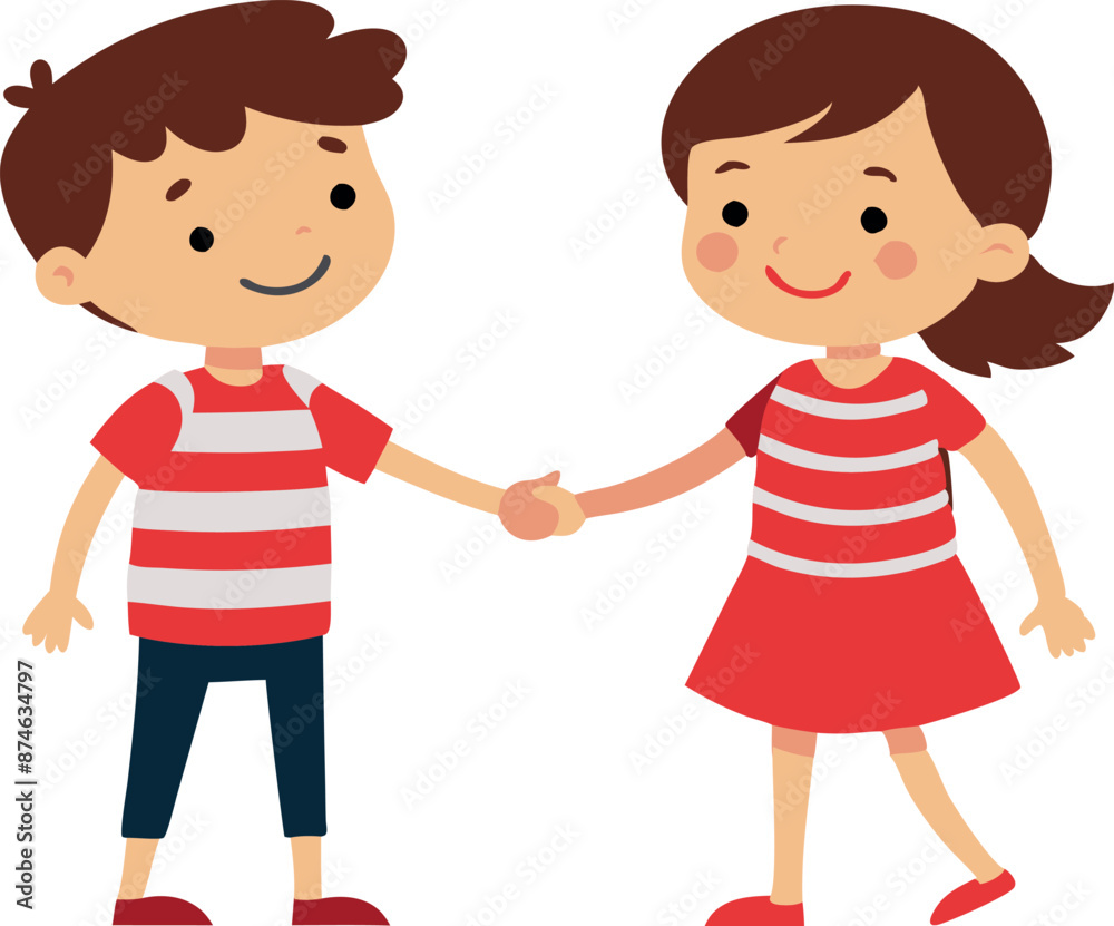 A boy and a girl are shaking hands A boy and a girl are shaking hands